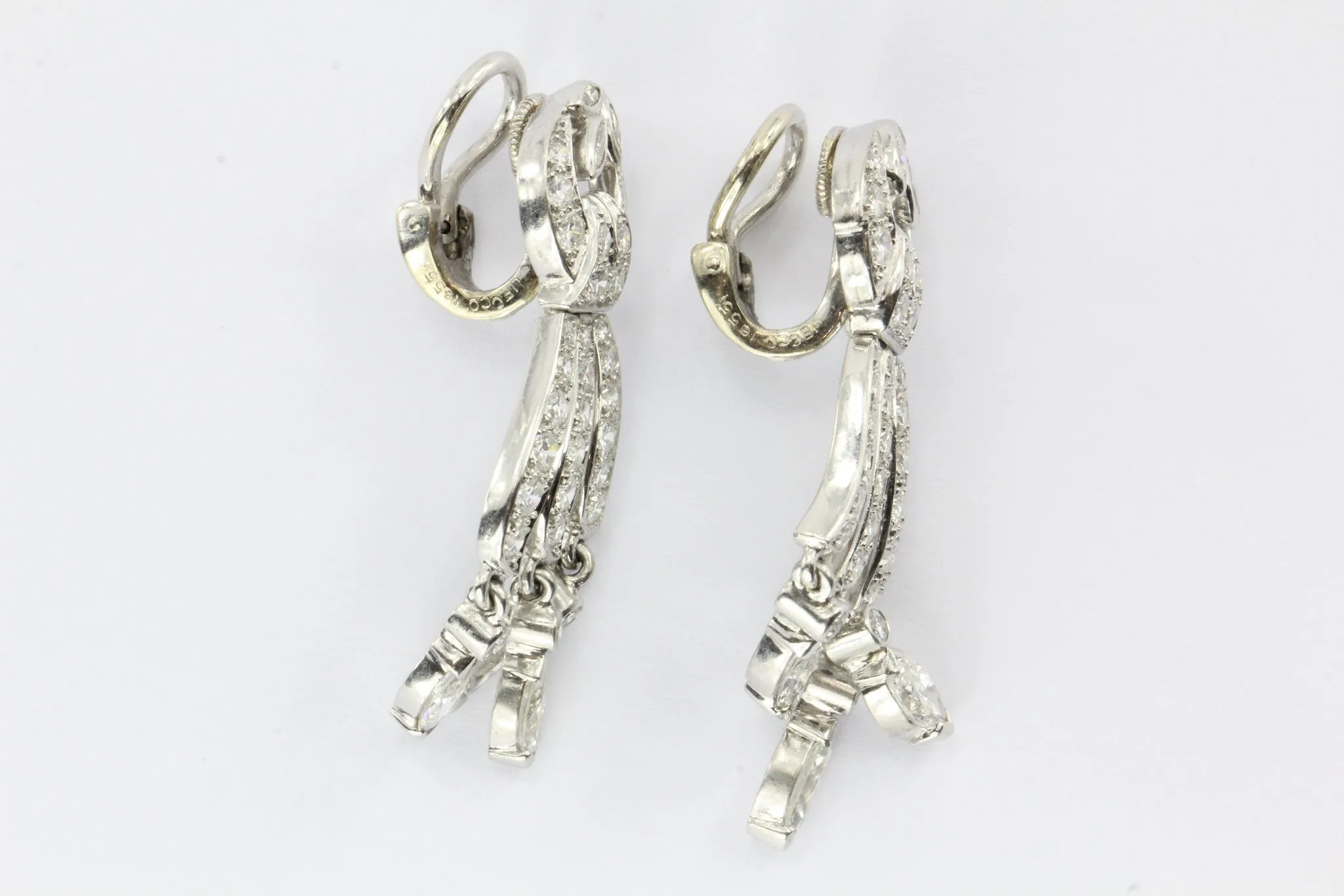 JE Caldwell Antique Platinum and Diamond French Post Earrings