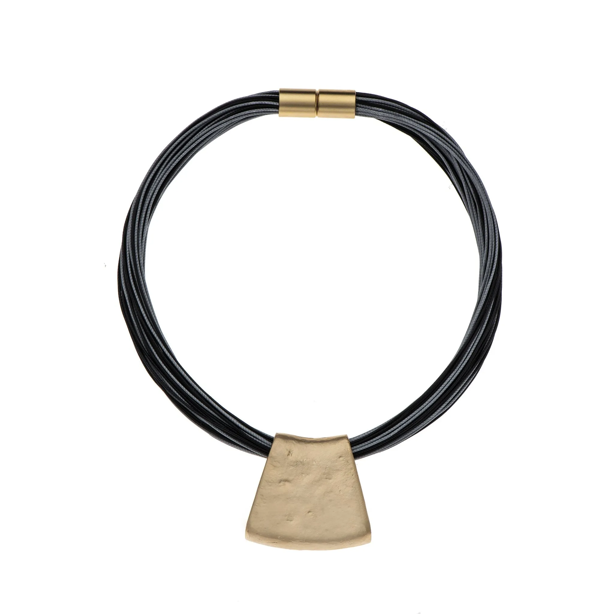Jessica - Olive and grey cord with 24K gold pendant necklace