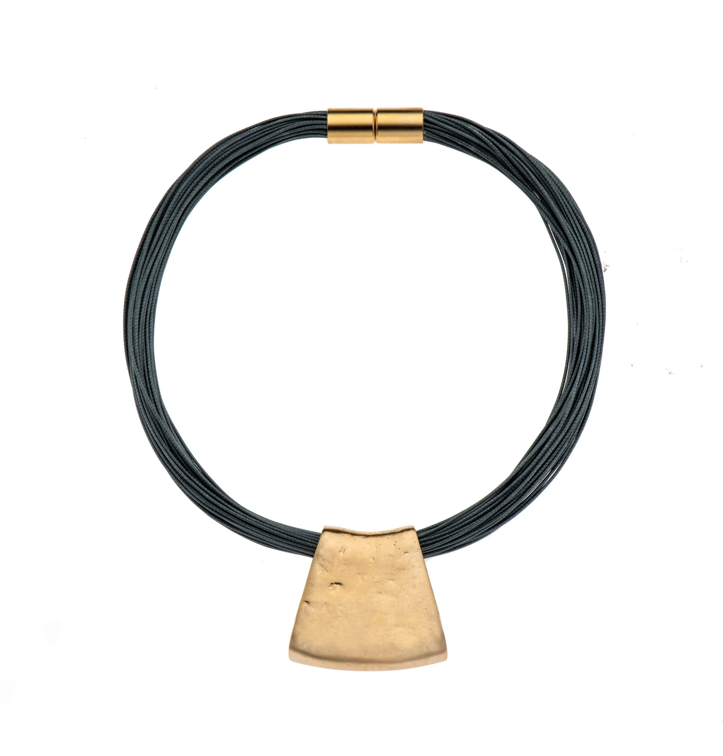 Jessica - Olive and grey cord with 24K gold pendant necklace
