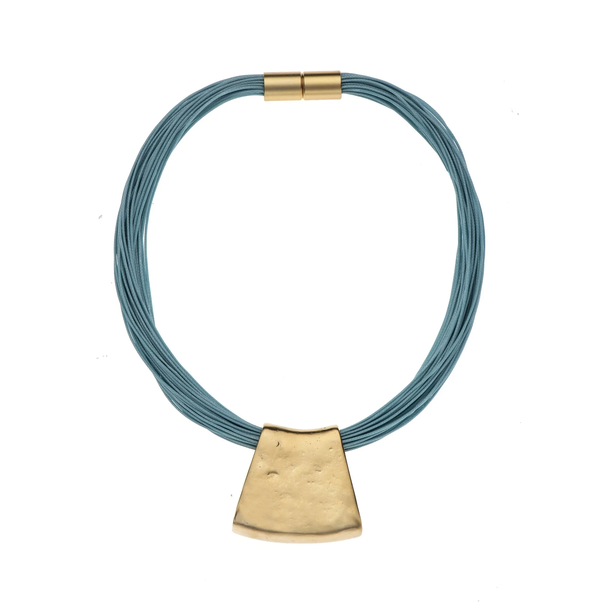 Jessica - Olive and grey cord with 24K gold pendant necklace