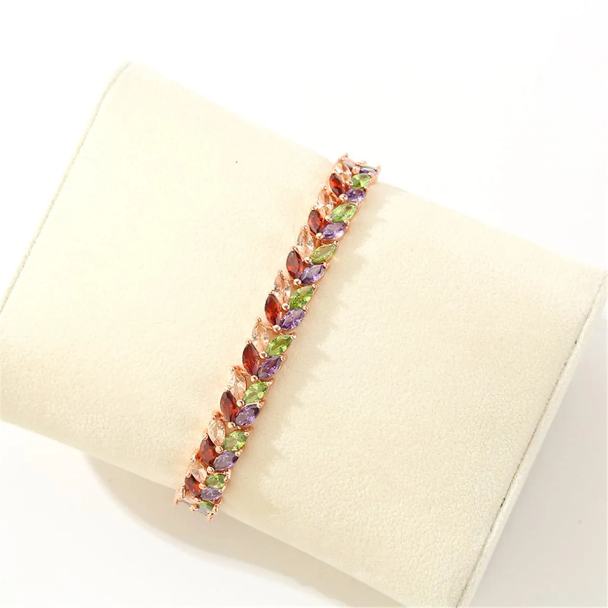 Jewel-Tone Crystal & 18K Rose Gold-Plated Floral Bracelet