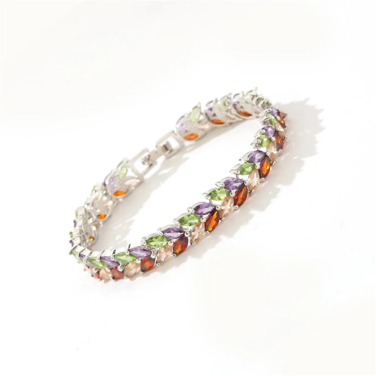 Jewel-Tone Crystal & 18K Rose Gold-Plated Floral Bracelet