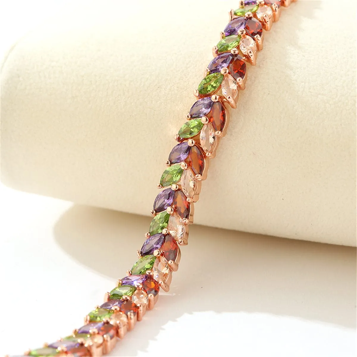Jewel-Tone Crystal & 18K Rose Gold-Plated Floral Bracelet