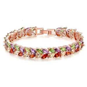 Jewel-Tone Crystal & 18K Rose Gold-Plated Floral Bracelet