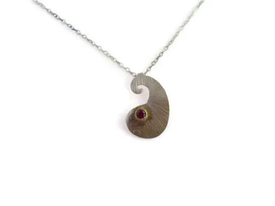 JG Signature Small Paisley Pendant-Shown with Ruby