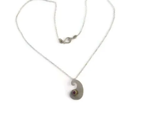 JG Signature Small Paisley Pendant-Shown with Ruby