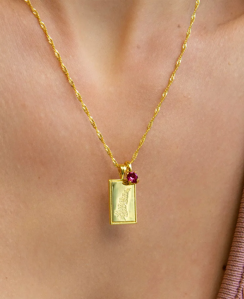 July - Delphinium Birth Flower Pendant Necklace