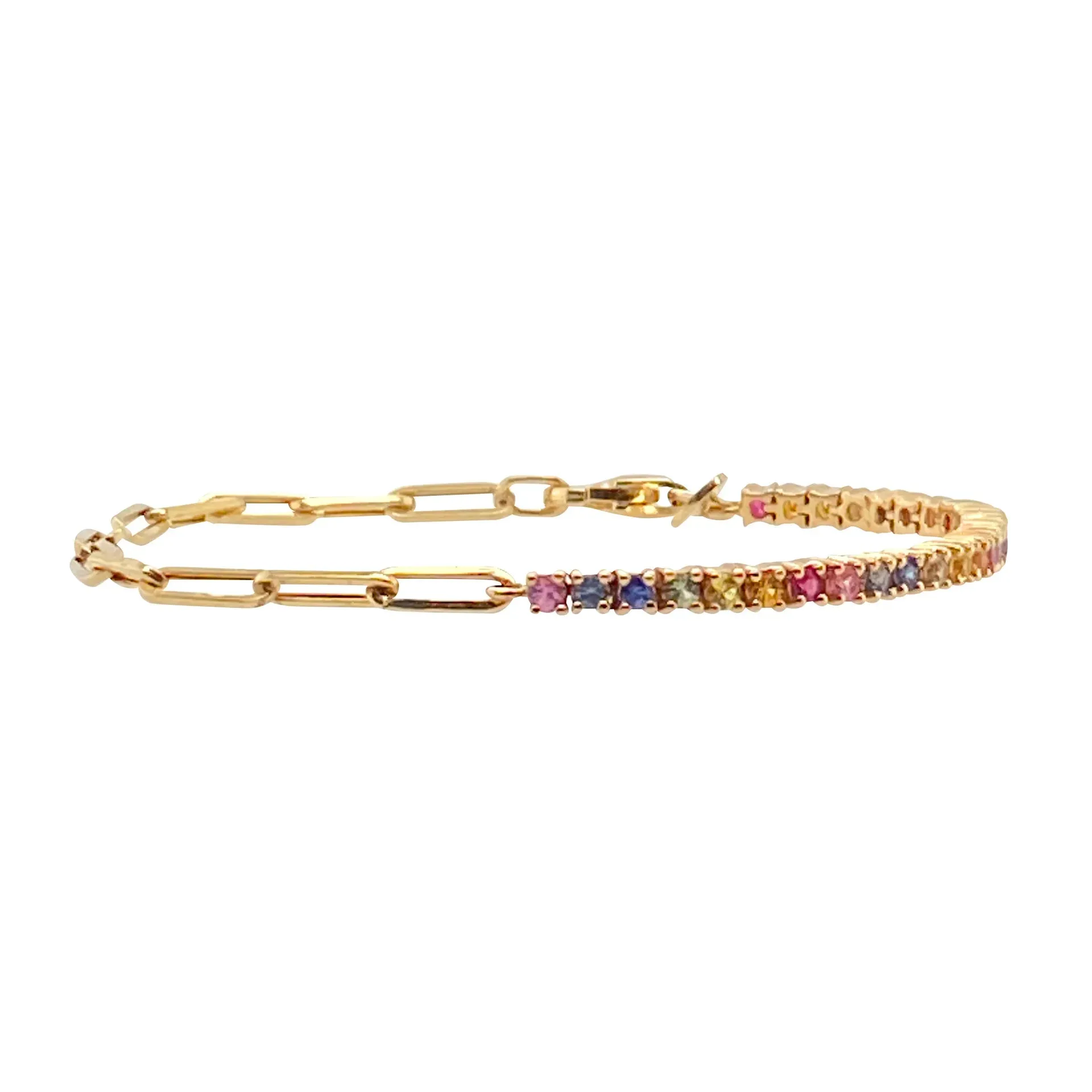 Kawaii Sparkle ✨ Cute Gold Color Tennis Bracelets with Colorful Cubic Zirconia for Women & Girls 🎀 Perfect Party Jewelry Gifts!