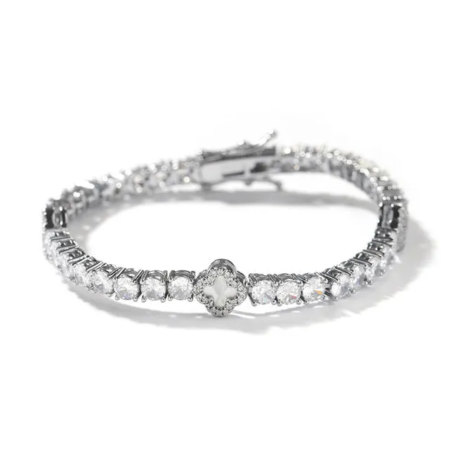 KIDS MINI CLOVER TENNIS BRACELET | WHITE