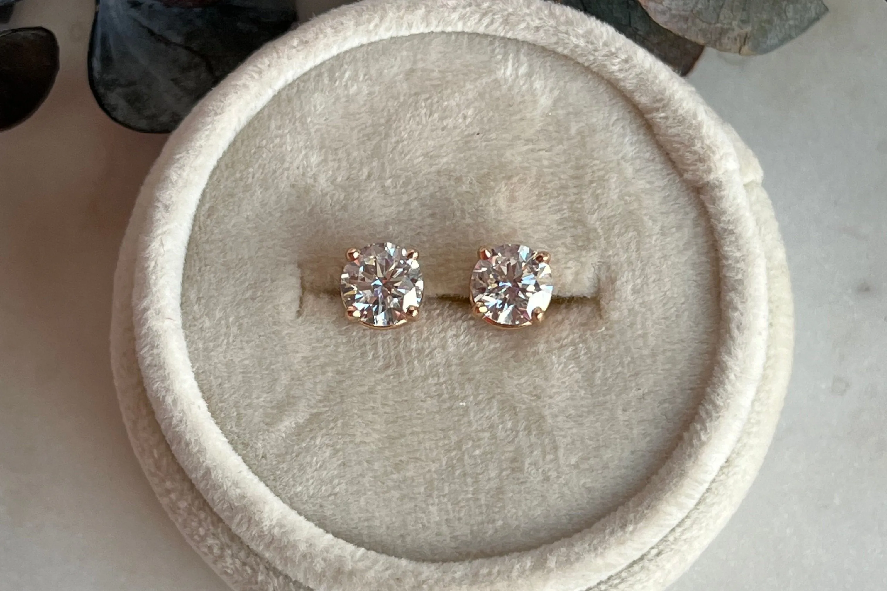 Lab-Grown 2tcw. Round Cut Diamond Earrings