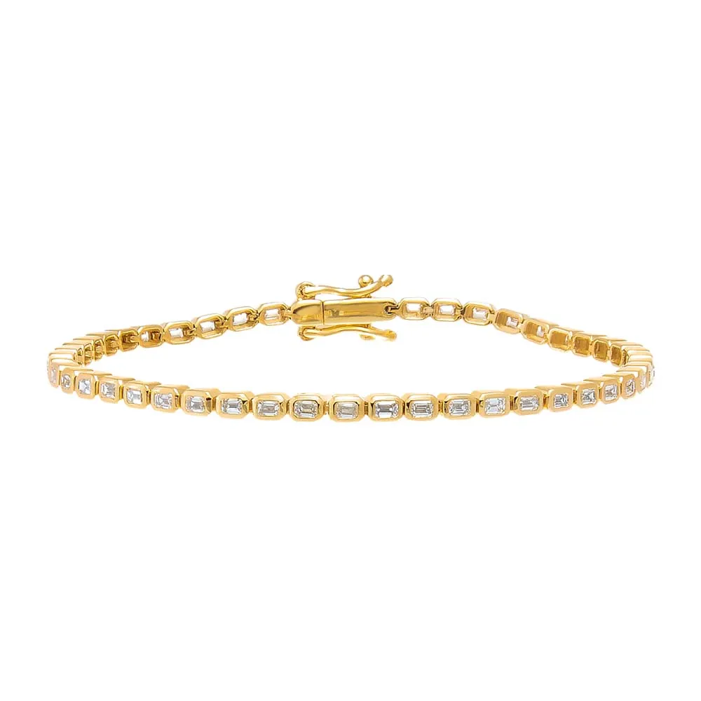 Lab Grown Diamond Emerald Bezel Tennis Bracelet 14K