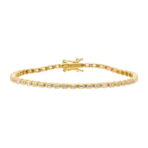 Lab Grown Diamond Emerald Bezel Tennis Bracelet 14K