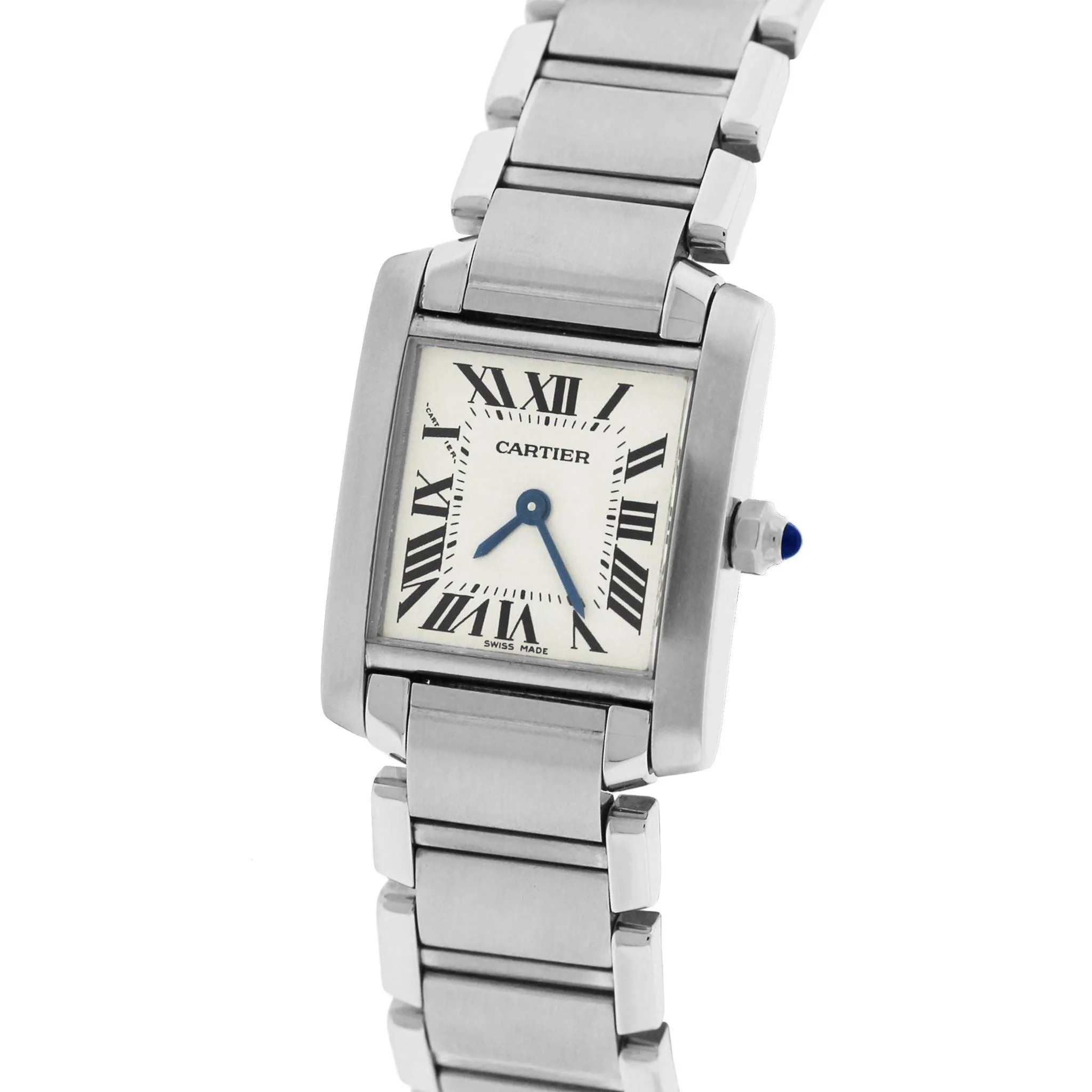 Ladies Cartier Tank Française Stainless Roman Swiss Quartz Watch 2384 W51008Q3