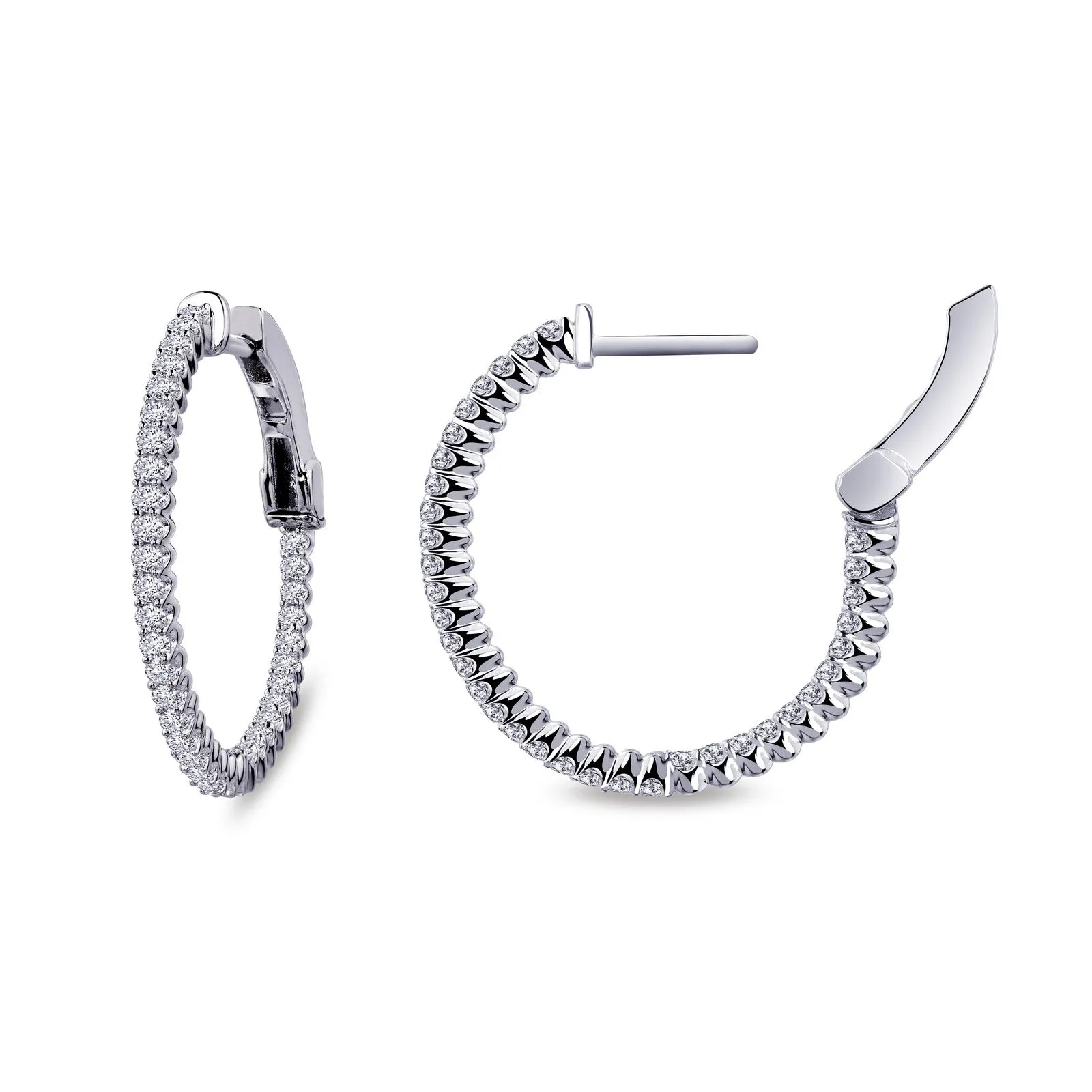 Lafonn Simulated Diamond 1.20ct Inside Out 25mm Hoop Earrings E3005CLP