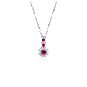 Lafonn Simulated Diamond & Ruby Flower Necklace N0327CRP20