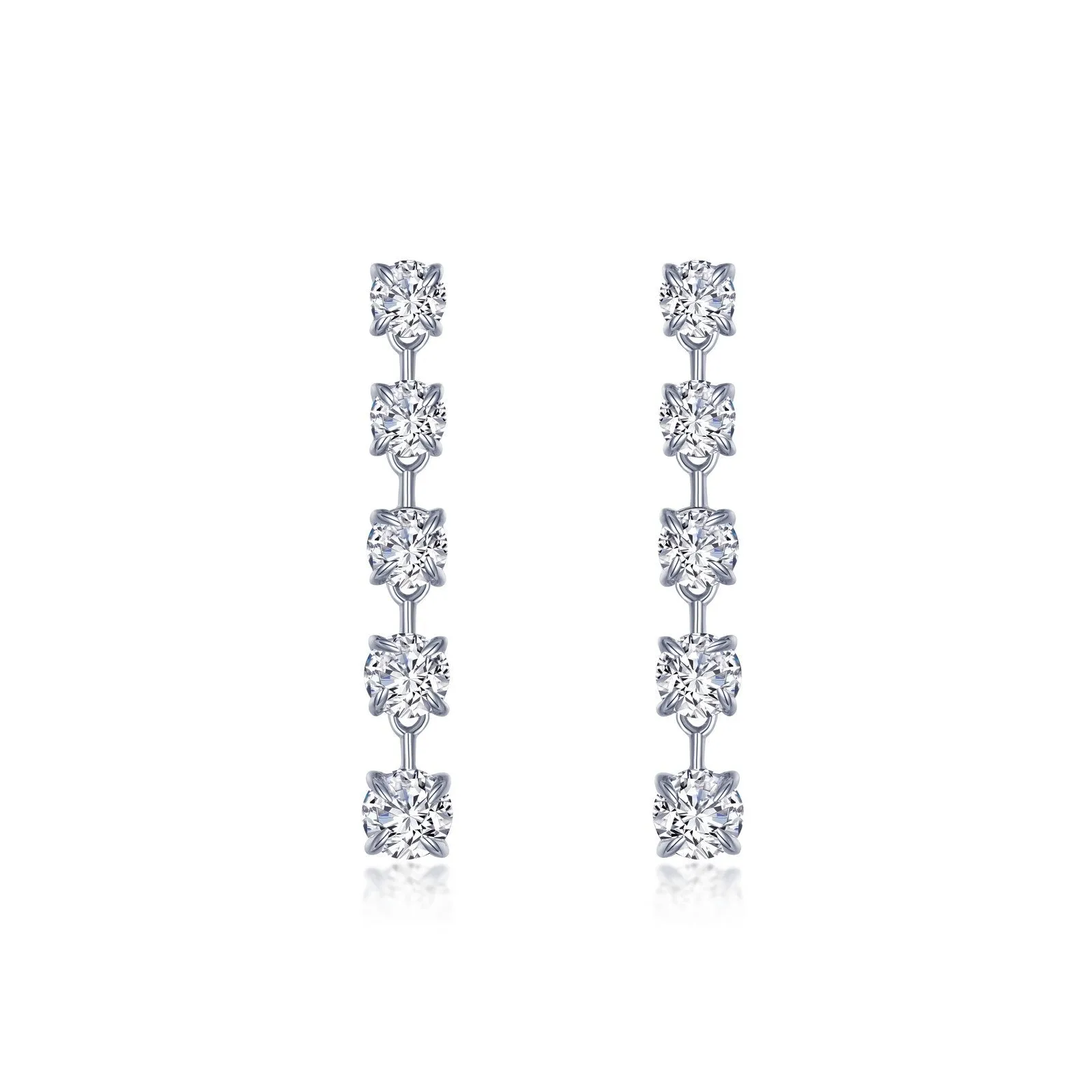 Lafonn Stud Earrings Simulated Station Drop 4.43Cttw Diamond