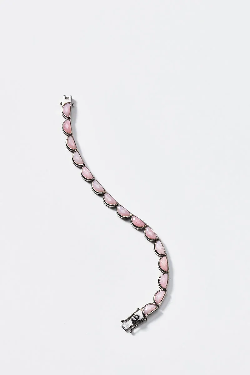 Large Scallop Tennis Bracelet - Pink Opal
