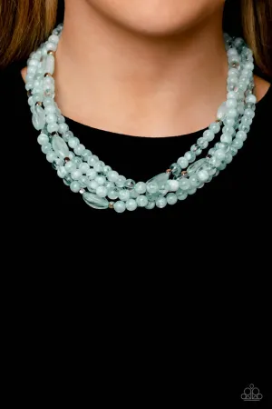 Layered Lass - Blue - Milky Bead Tiered Paparazzi Short Necklace