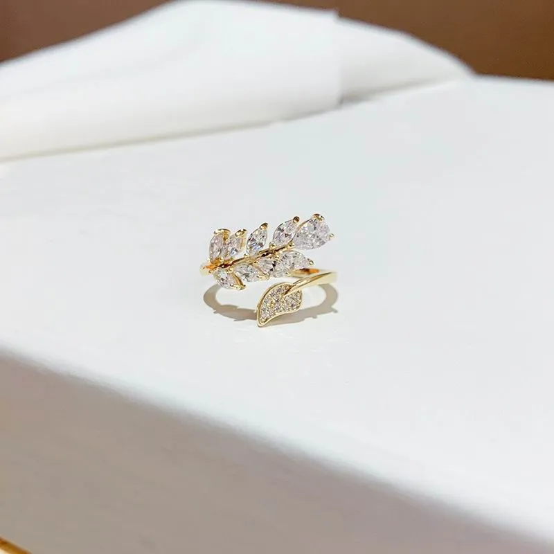 Leaf Flower Zircon Ring For Women Engagement Jewelry
