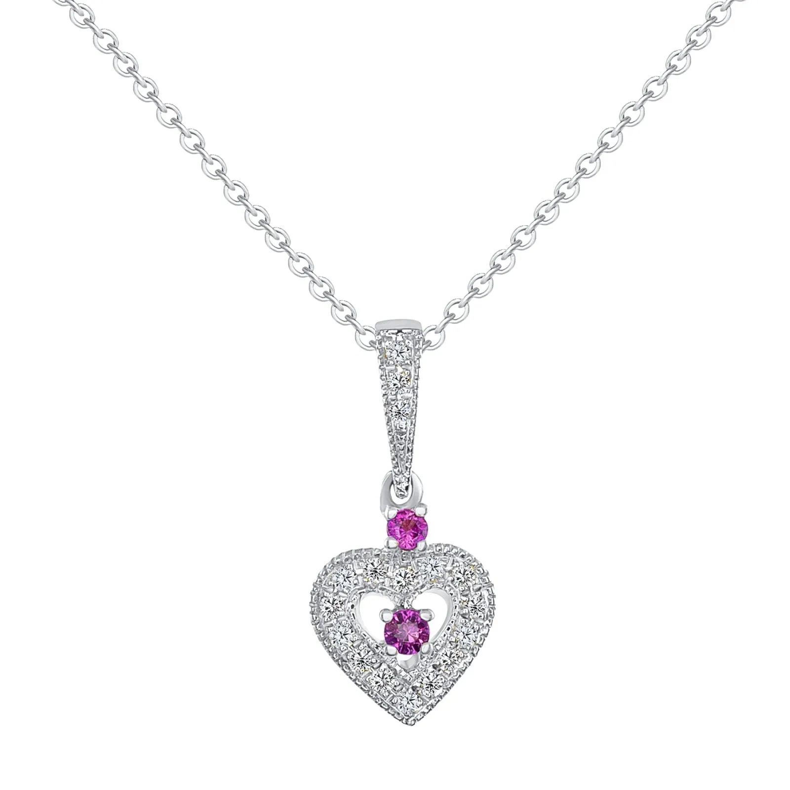 Little Heart Ruby Diamond Necklace
