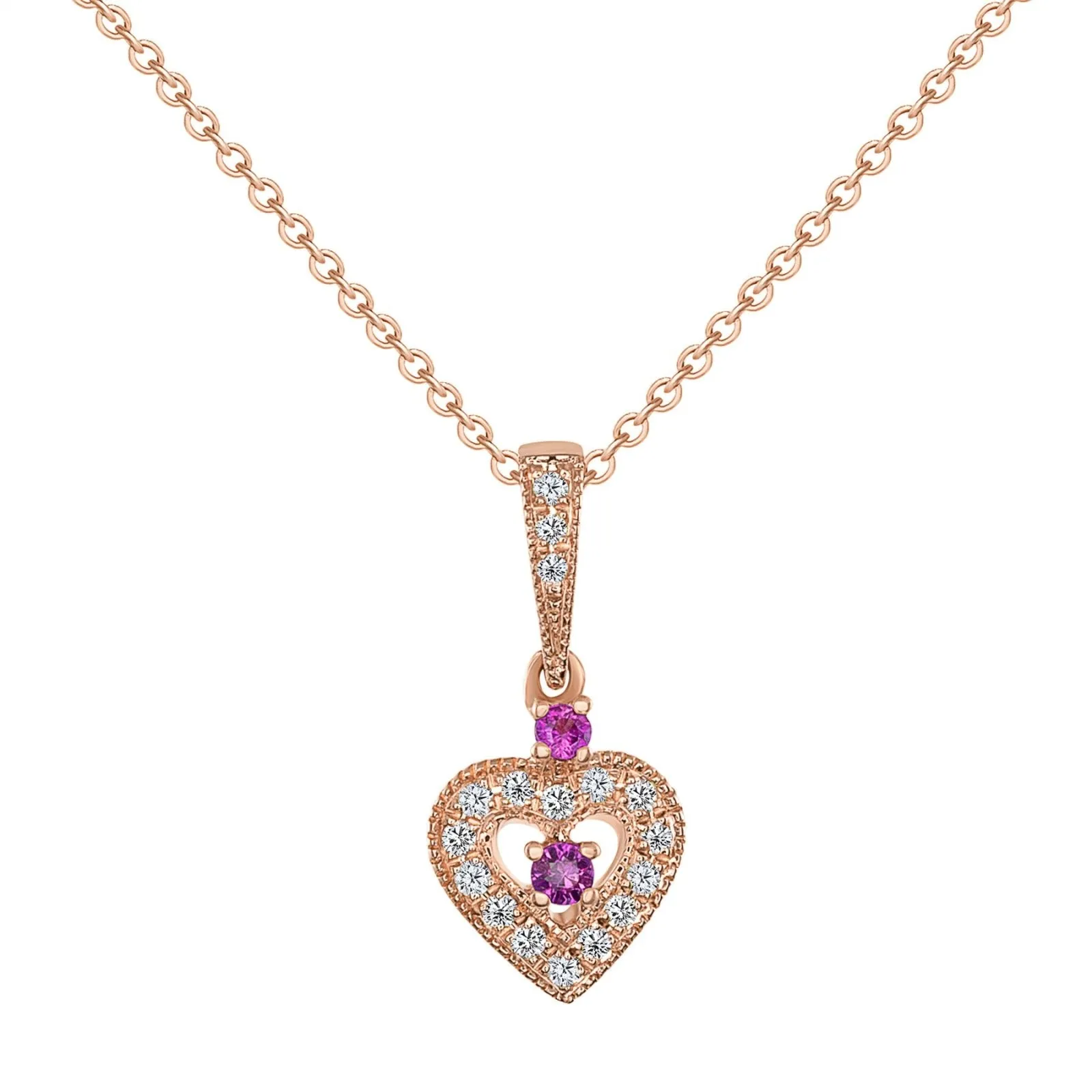 Little Heart Ruby Diamond Necklace