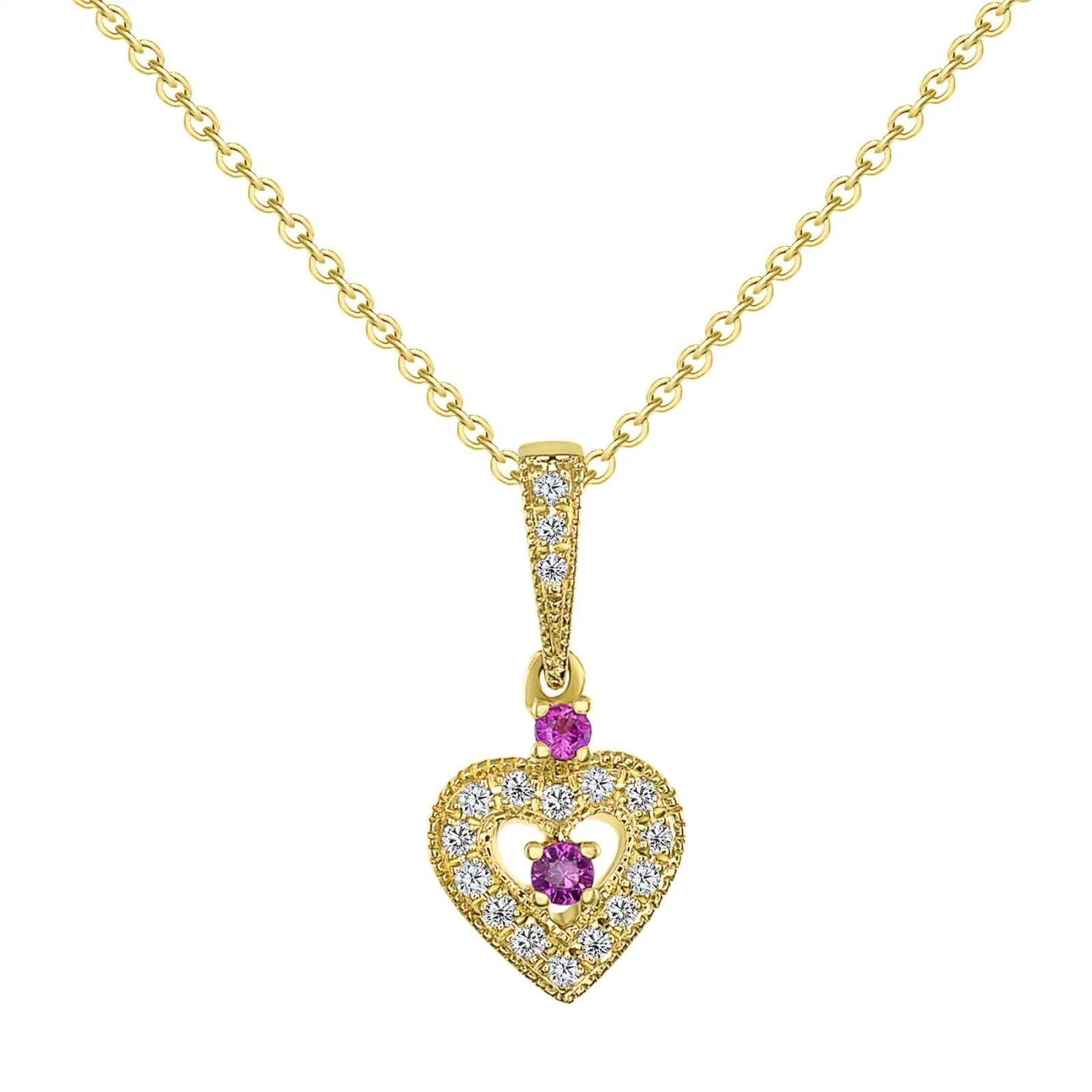 Little Heart Ruby Diamond Necklace