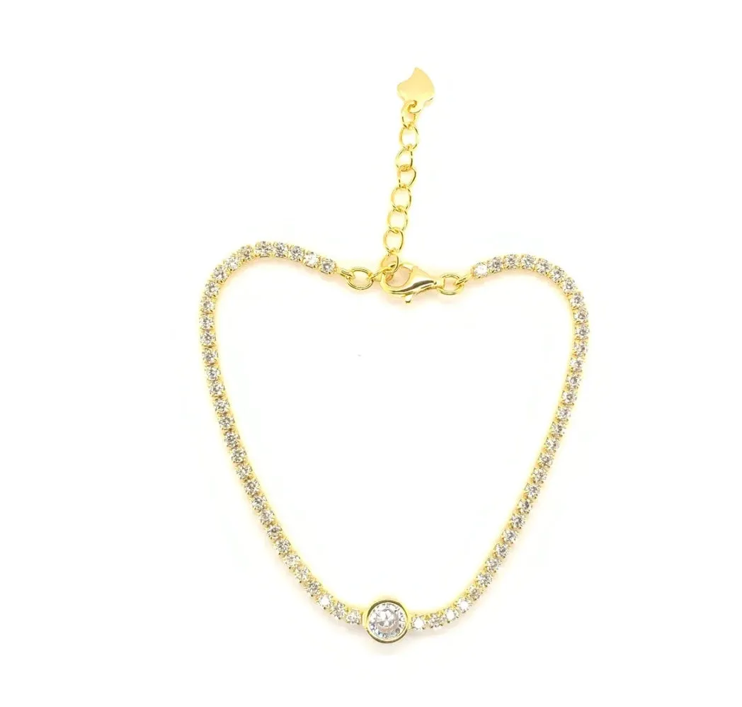 Loralee Tennis With Round Bezel Stone