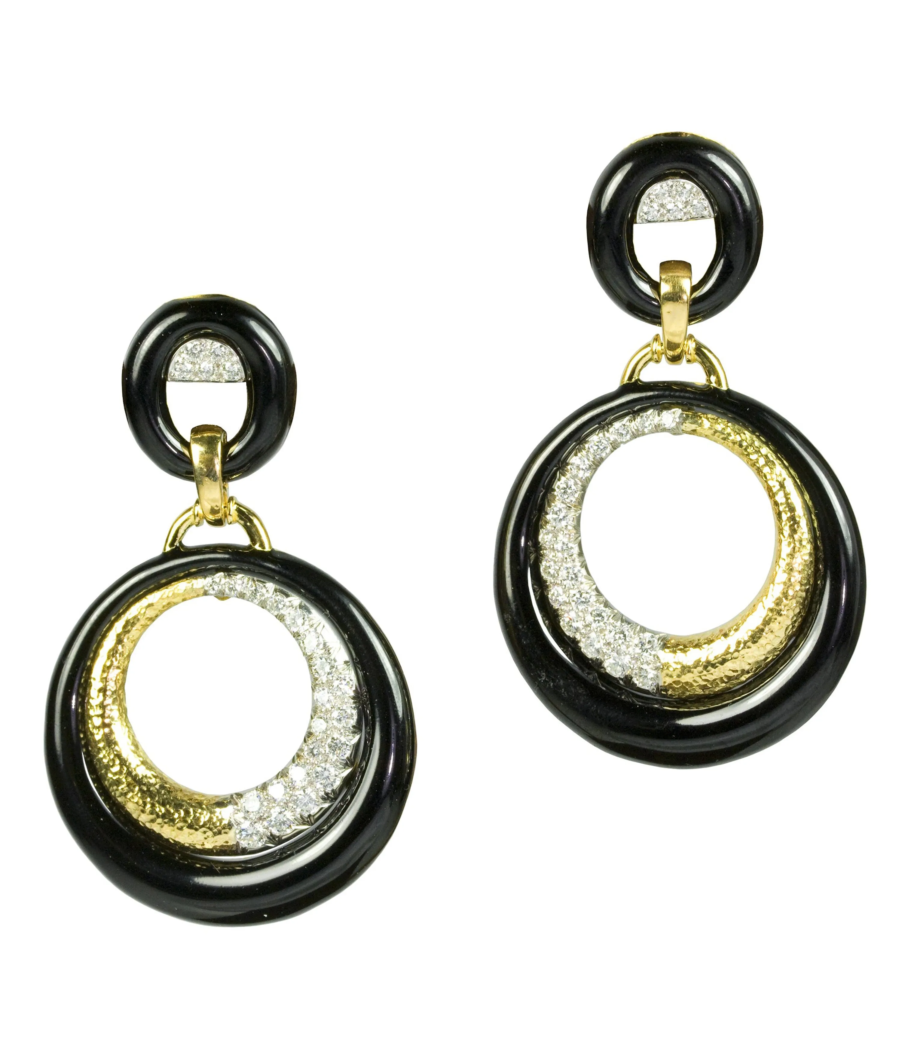 Luna Doorknocker Earrings, Black Enamel