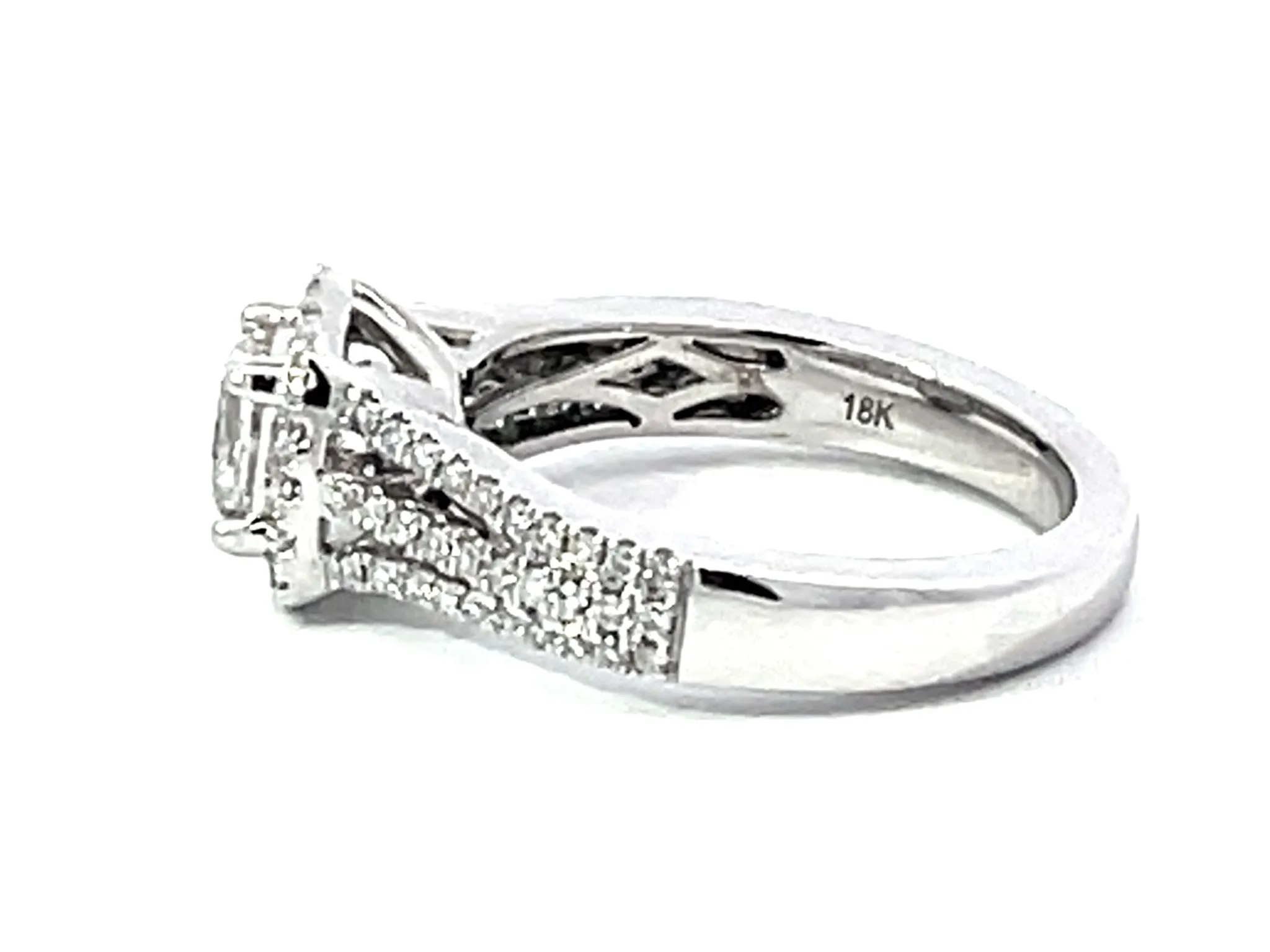 Marchesa Princess Cut Diamond Halo Engagement Ring 18K White Gold
