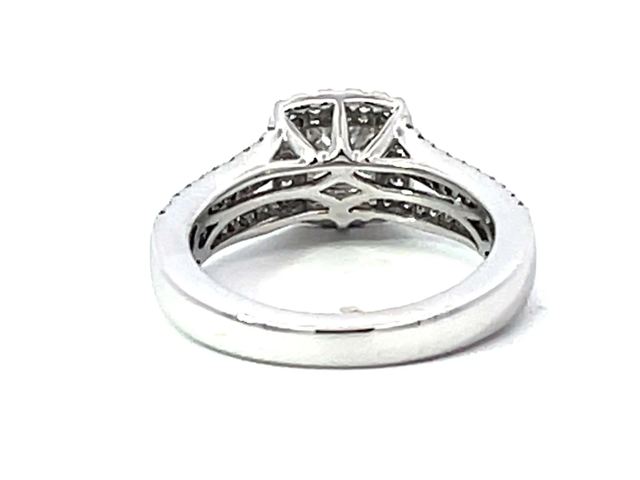 Marchesa Princess Cut Diamond Halo Engagement Ring 18K White Gold