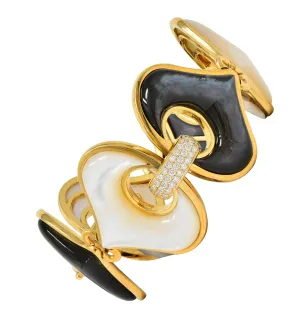 Marina B. Diamond Mother-Of-Pearl 18 Karat Yellow Gold Avita Chestnut Link Bracelet