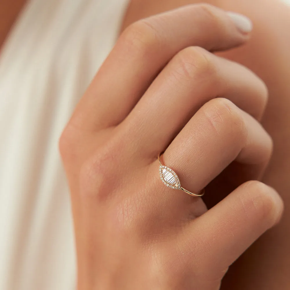 Marquise Baguette Diamond Ring in 14K