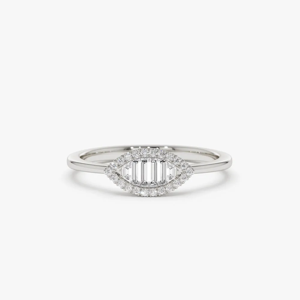 Marquise Baguette Diamond Ring in 14K