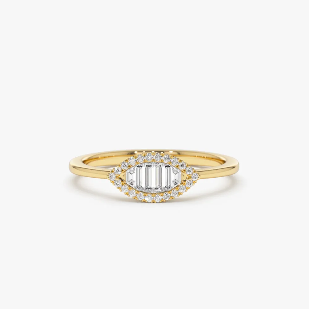 Marquise Baguette Diamond Ring in 14K