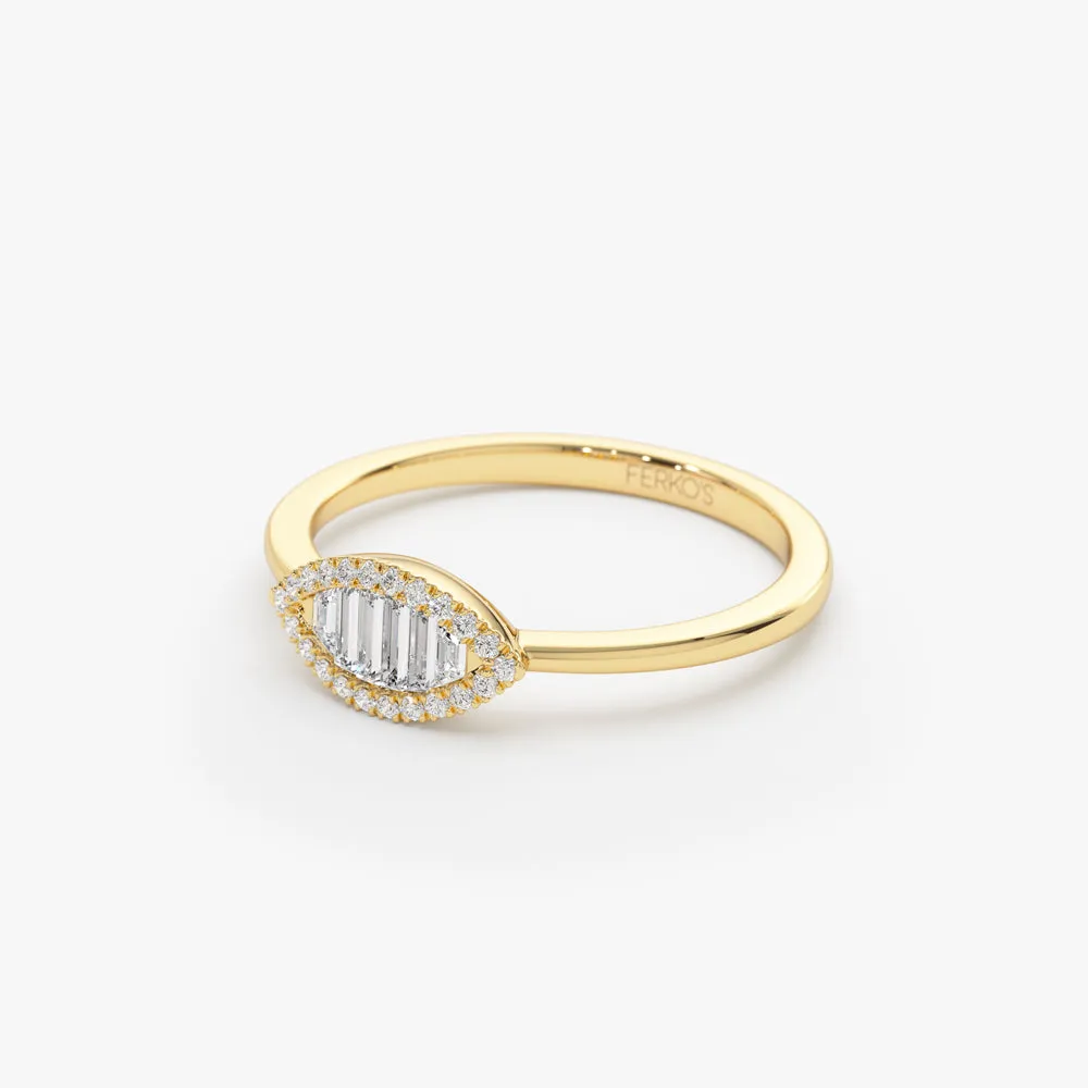 Marquise Baguette Diamond Ring in 14K