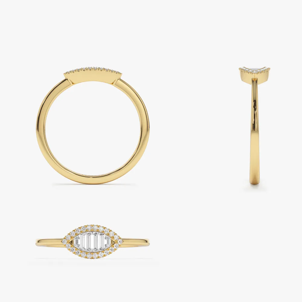 Marquise Baguette Diamond Ring in 14K