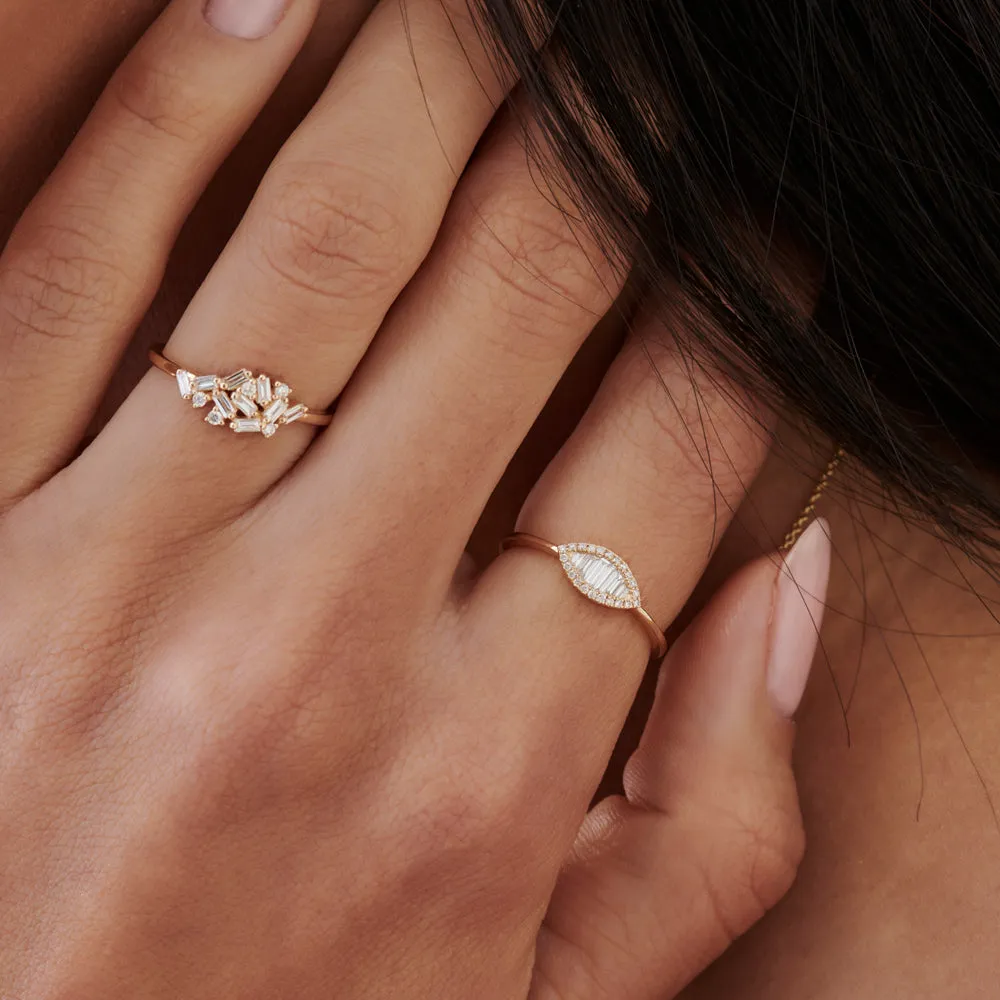 Marquise Baguette Diamond Ring in 14K