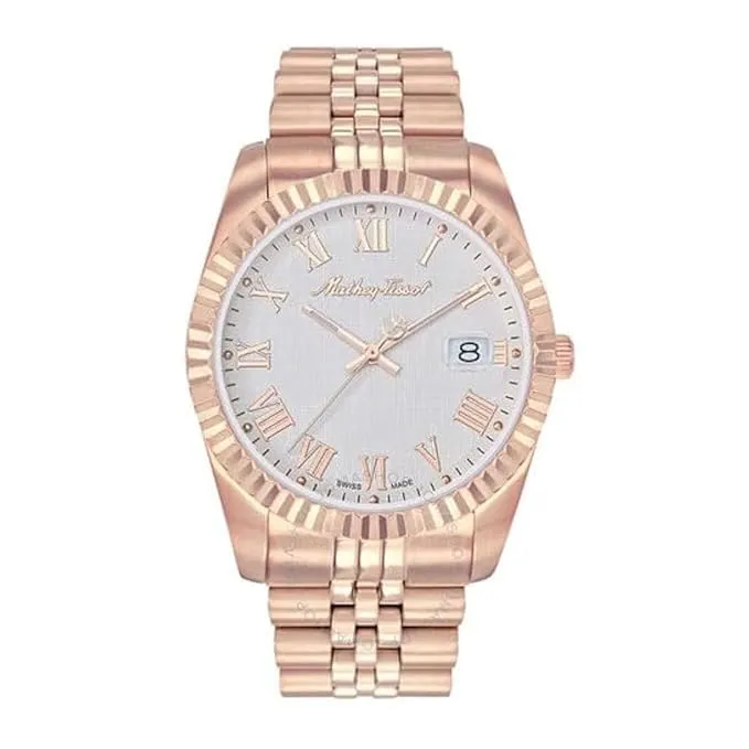 Mathey-Tissot Stainless Steel Silver Dial Analog Watches for Men-H810Pra, Rose Gold Band