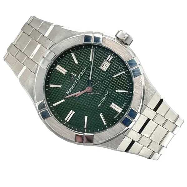 Maurice Lacroix Aikon Silver Stainless Steel Green Dial Automatic Watch for Gents - AI6008-SS002-630-1