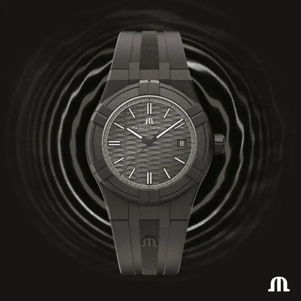 Maurice Lacroix Aikon #Tide Black Rubber Strap Black Dial Quartz Watch For Unisex - Al2008-00000-300-0