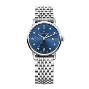 Maurice Lacroix Eliros Silver Stainless Steel Blue Dial Quartz Watch for Ladies - EL1094-SS002-450-1