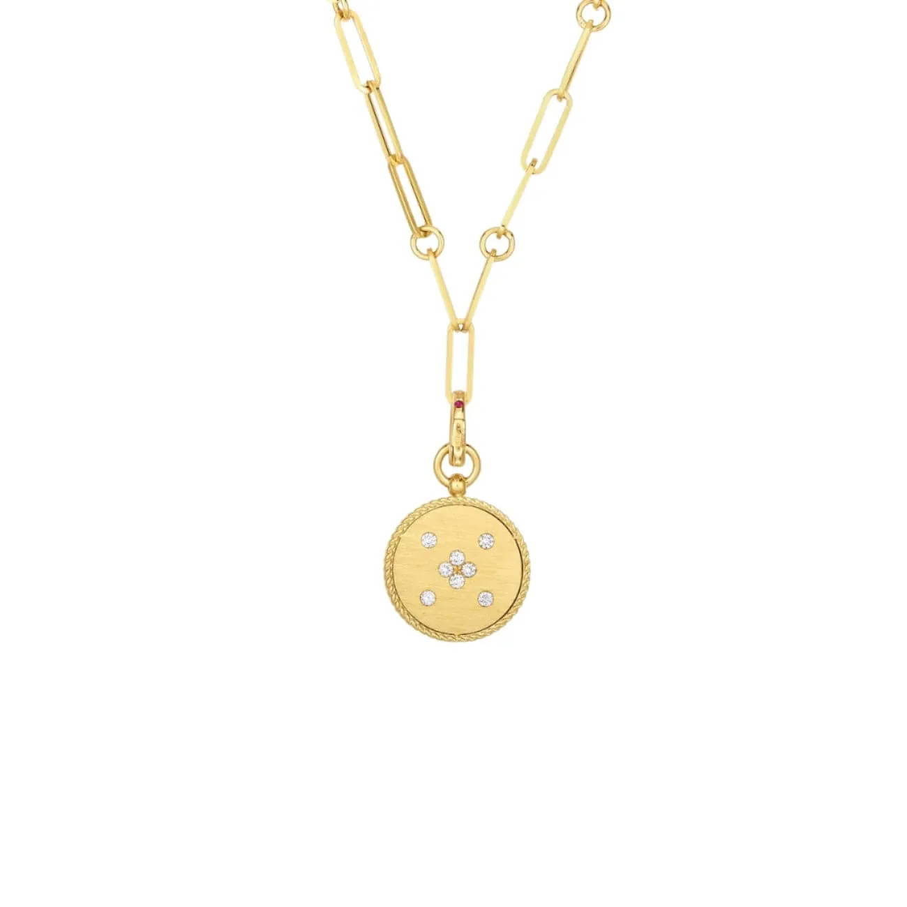Medallion Charms 18K Yellow Gold Taurus Zodiac Diamond Necklace