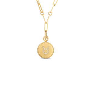 Medallion Charms 18K Yellow Gold Taurus Zodiac Diamond Necklace