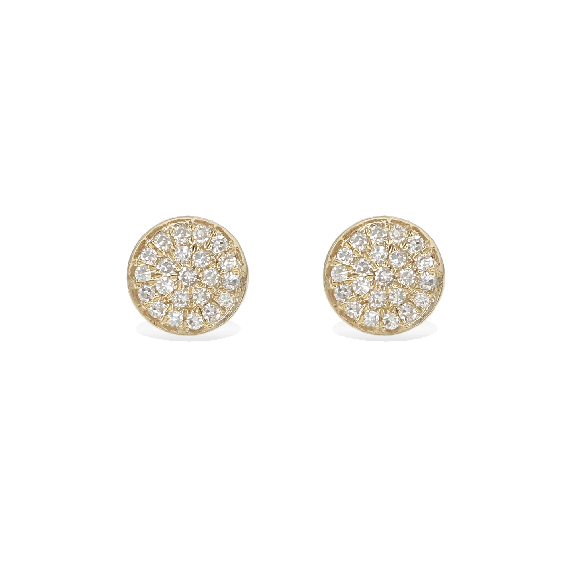 Medium Diamond Disc Stud Earrings
