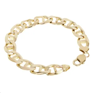 Men's 10k Yellow Gold Concave Mariner Gucci Chain Bracelet 13mm 7.5" - 9"