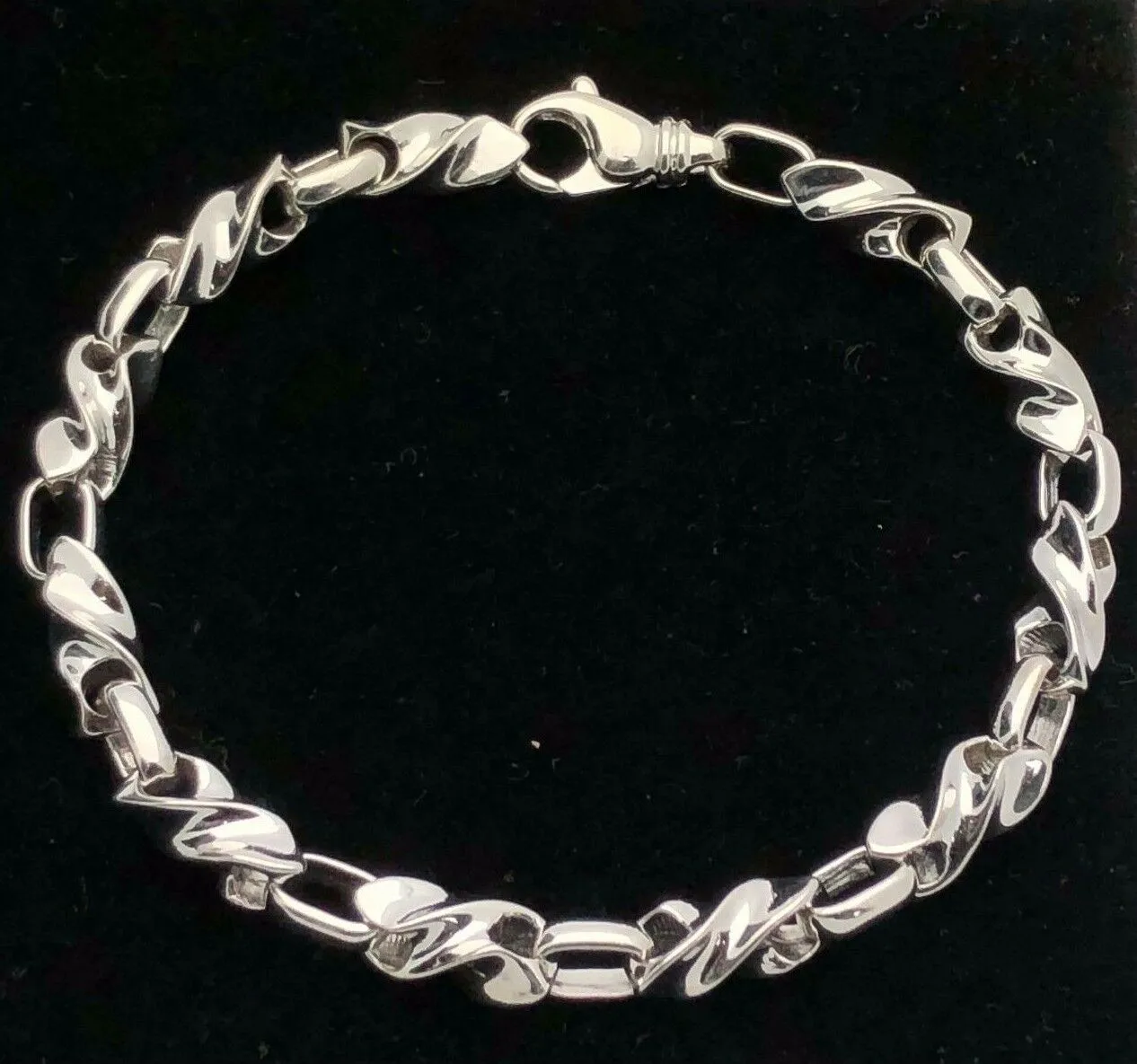 Men's 14k White Gold Handmade Fashion Link Bracelet 9" 6.5mm 37.7 grams