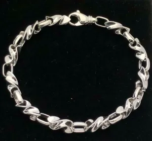 Men's 14k White Gold Handmade Fashion Link Bracelet 9" 6.5mm 37.7 grams