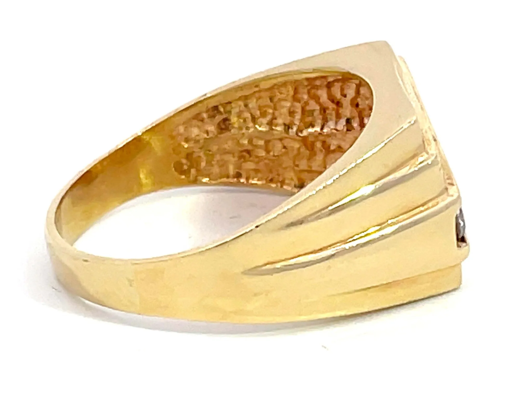 Mens Brilliant Cut 5 Diamond Ring in 14k Yellow Gold
