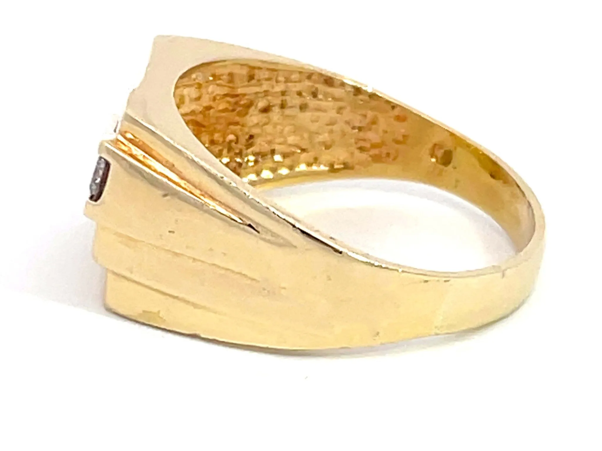 Mens Brilliant Cut 5 Diamond Ring in 14k Yellow Gold