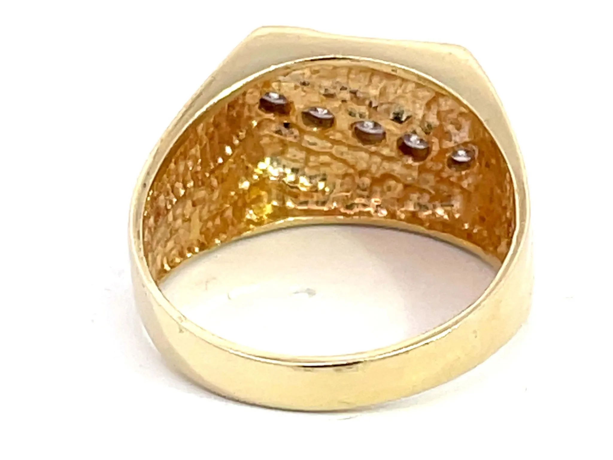 Mens Brilliant Cut 5 Diamond Ring in 14k Yellow Gold